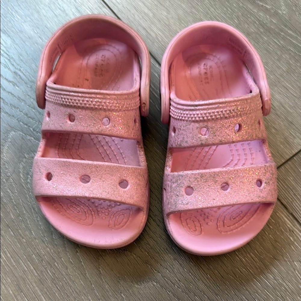 Pink Glitter Kids Sandals Crocs